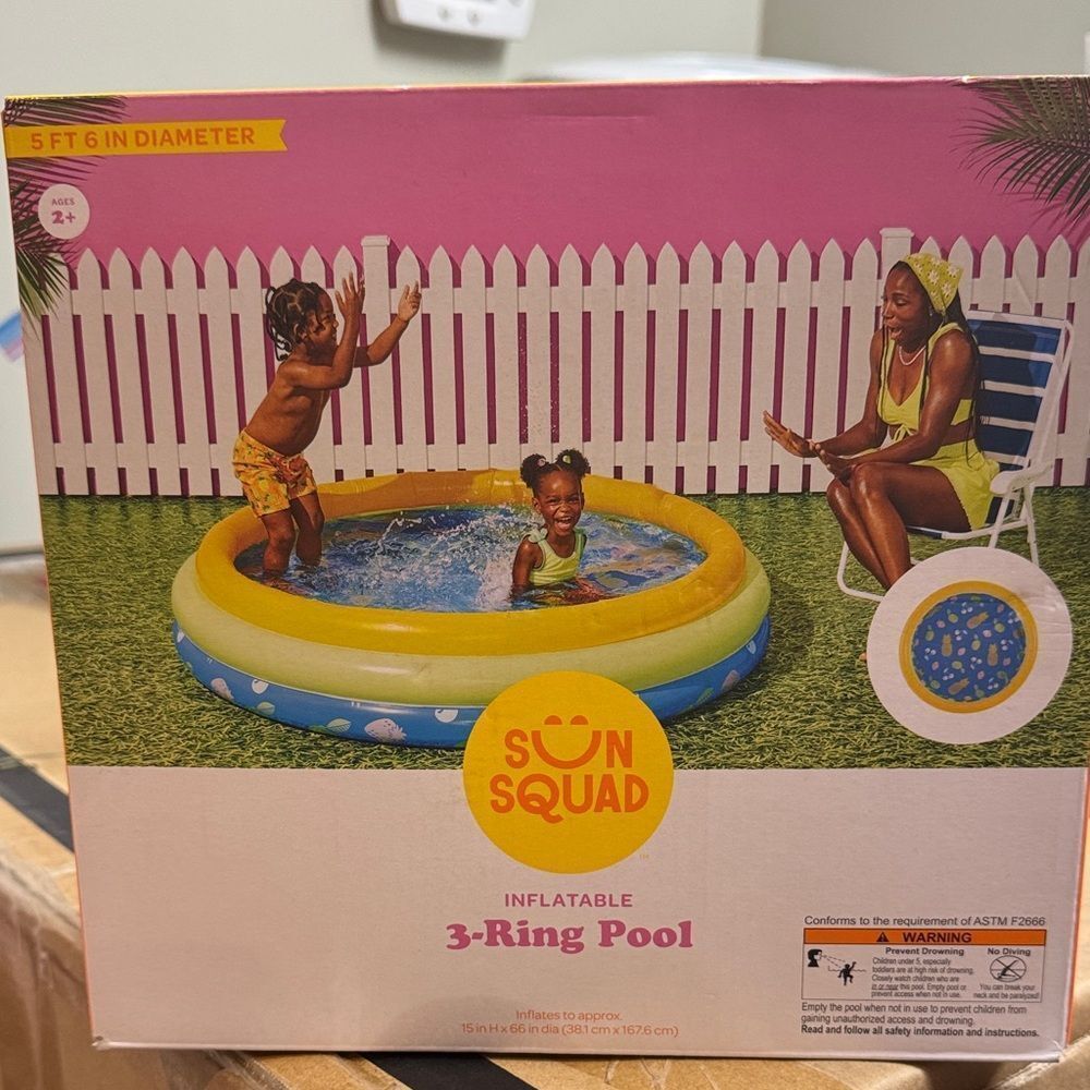 Sun Squad Kids Inflatable Pool - Blue and Yellow